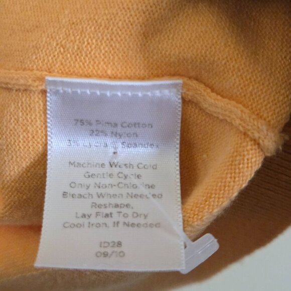 Talbots Pima Cotton Orange Sherbet 3/4 Sleeve Crewneck Cardigan Sweater Size M - Picture 4 of 4